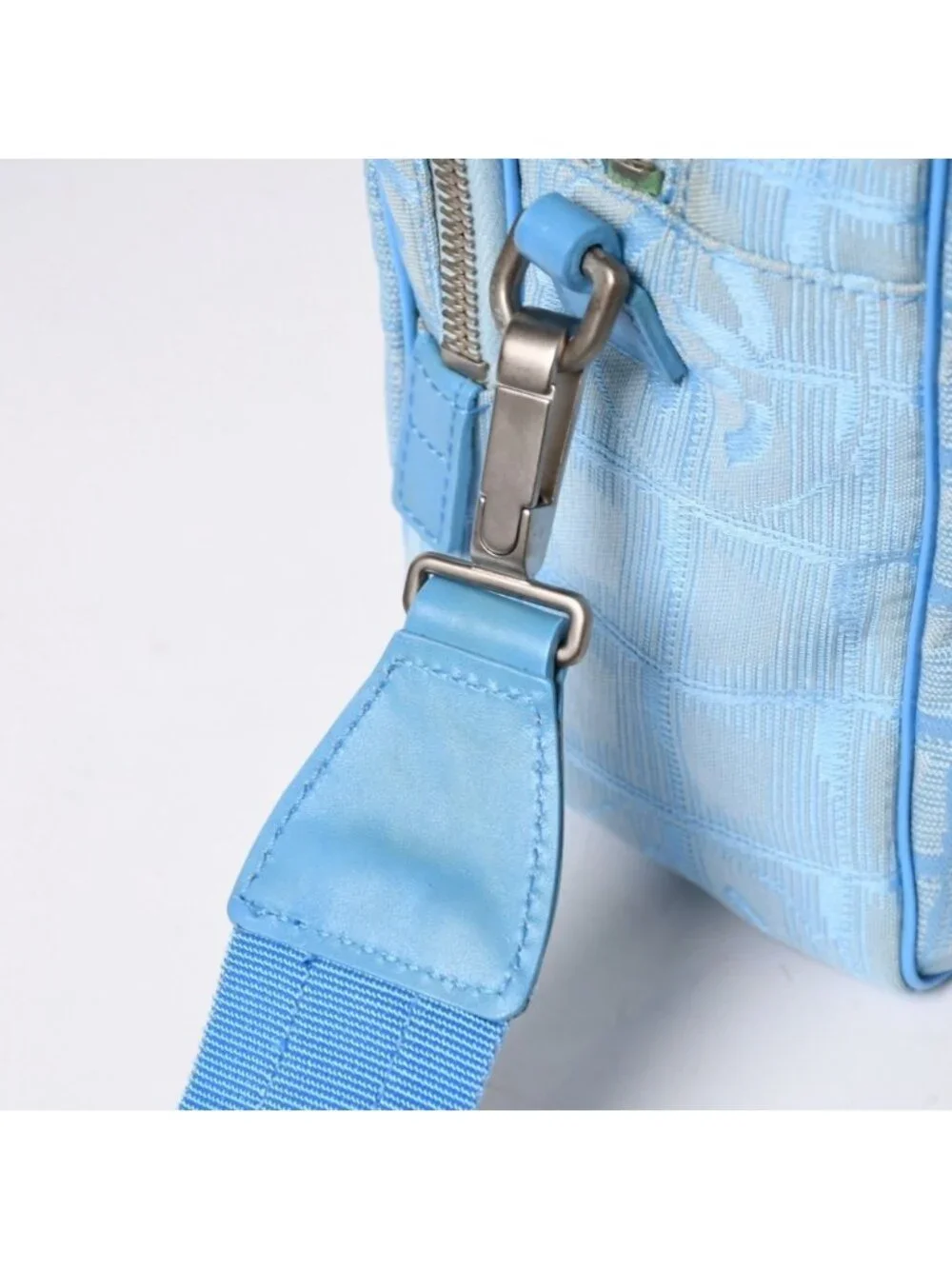 Chanel New Travel Line 2-Way Bag CC Logo Nylon Leather Blue